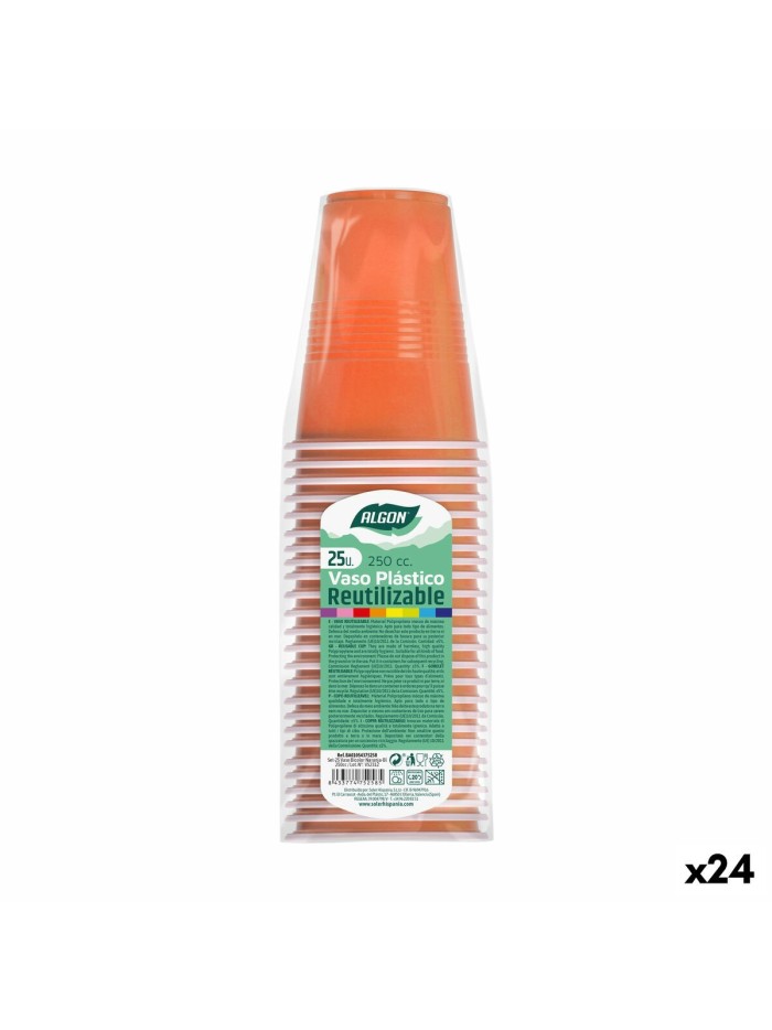 Set de vasos reutilizables Algon Naranja 24 Unidades 250 ml (25 Piezas)