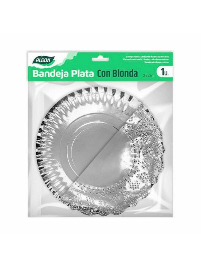 Snack tray Algon Silver Circular 23 x 23 x 1,5 cm (48 Units)