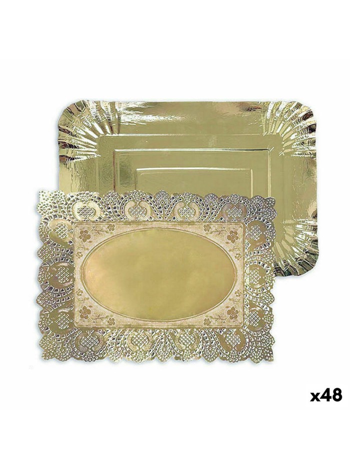 Bandeja de Aperitivos Algon Dorado Rectangular 23 x 29,5 x 1 cm (48 Unidades)