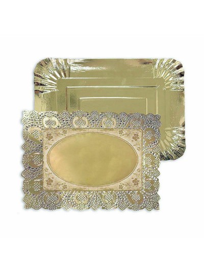 Bandeja de Aperitivos Algon Dorado Rectangular 23 x 29,5 x 1 cm (48 Unidades)