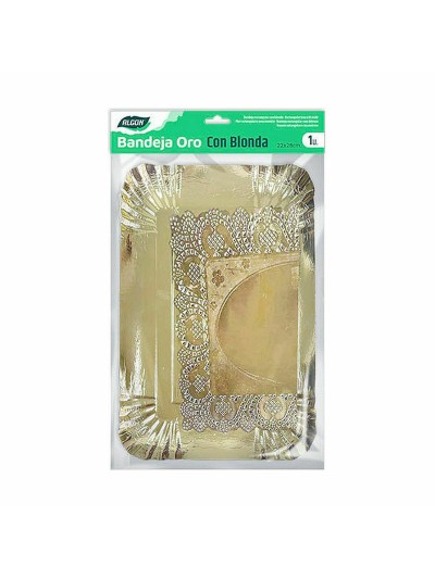 Bandeja de Aperitivos Algon Dorado Rectangular 23 x 29,5 x 1 cm (48 Unidades)