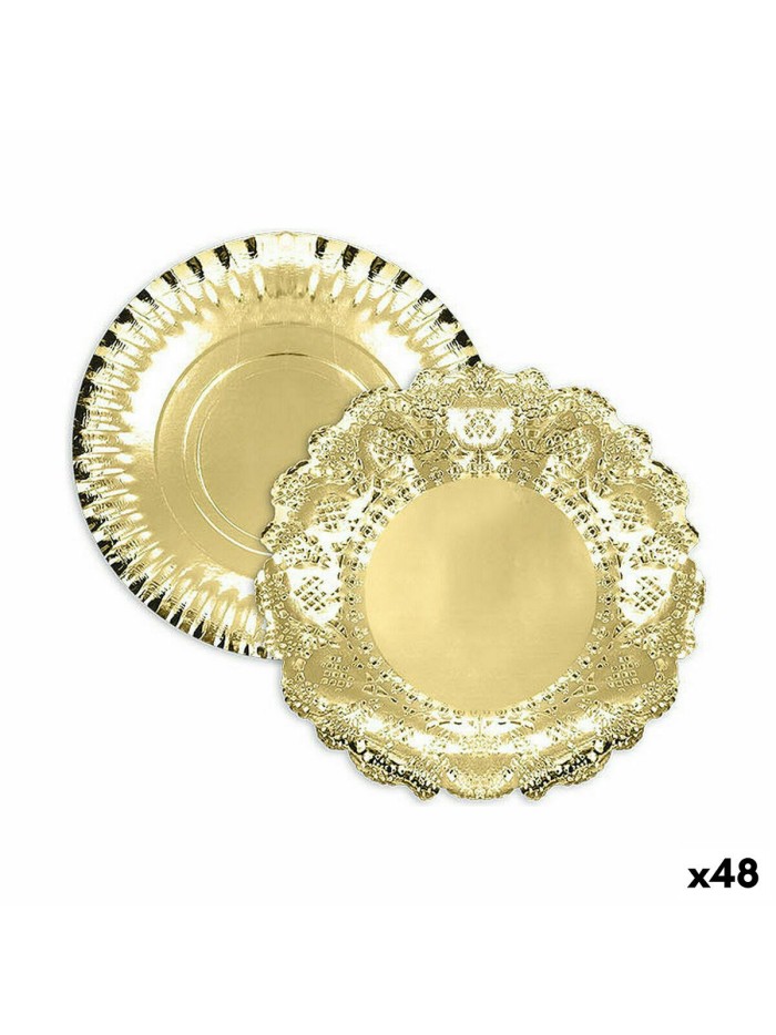Snack tray Algon Golden Circular 23 x 23 x 1,5 cm (48 Units)