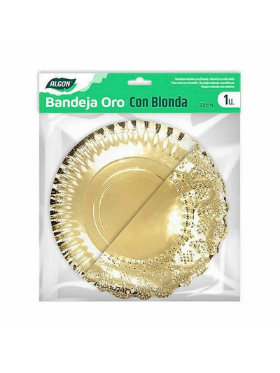 Plateau apéritif Algon Doré Ronde 23 x 23 x 1,5 cm (48 Unités)
