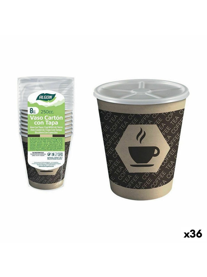 Set of glasses Algon Cardboard Coffee 8 Pieces 250 ml (36 Units)