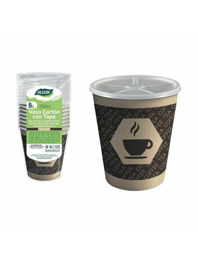 Set de Vasos Algon Cartón Café 8 Piezas 250 ml (36 Unidades)