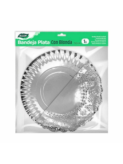 Snack tray Algon Silver Circular 30 x 30 x 1,5 cm (48 Units)