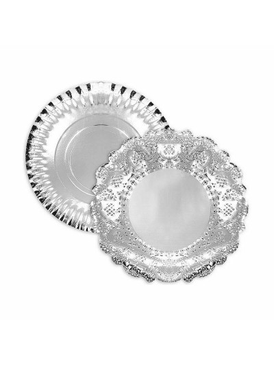 Plateau apéritif Algon Argenté Ronde 35 x 35 x 2 cm (48 Unités)