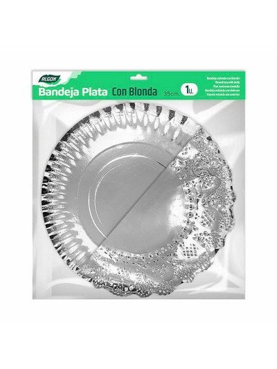 Plateau apéritif Algon Argenté Ronde 35 x 35 x 2 cm (48 Unités)