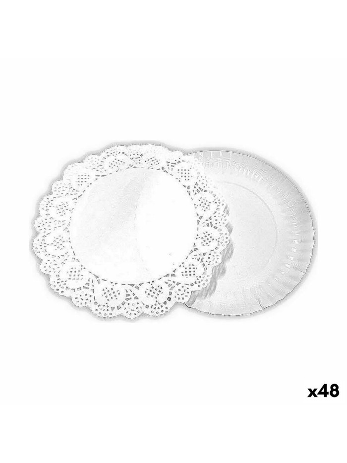 Cake stand Algon White 16 x 16 x 1,5 cm Circular (4 Pieces) (48 Units)