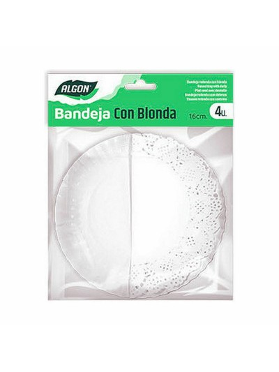 Cake stand Algon White 16 x 16 x 1,5 cm Circular (4 Pieces) (48 Units)