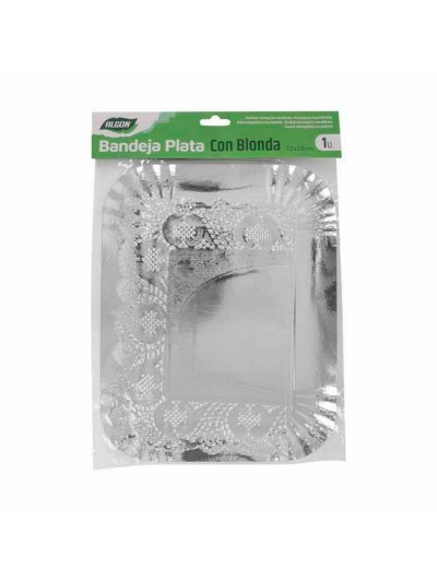 Plateau apéritif Algon Argenté Rectangulaire 23 x 29,5 x 1 cm Jetable (48 Unités)