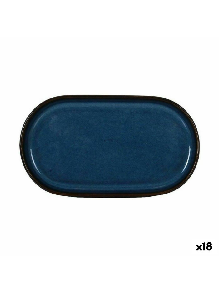 Bandeja de Aperitivos La Mediterránea Chester Azul Ovalado 20 x 11 x 1,5 cm (18 Unidades)