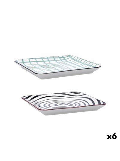 Bandeja de Aperitivos Bidasoa Zigzag Multicolor Cerámica 21 x 21 cm (6 Unidades)