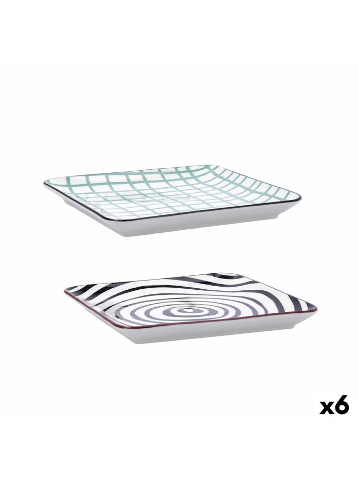 Bandeja de Aperitivos Bidasoa Zigzag Multicolor Cerámica 21 x 21 cm (6 Unidades)