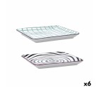 Bandeja de Aperitivos Bidasoa Zigzag Multicolor Cerámica 21 x 21 cm (6 Unidades)