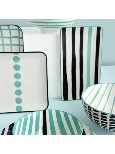 Bandeja de Aperitivos Bidasoa Zigzag Multicolor Cerámica 21 x 21 cm (6 Unidades)