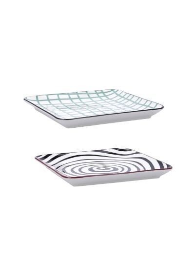 Bandeja de Aperitivos Bidasoa Zigzag Multicolor Cerámica 21 x 21 cm (6 Unidades)