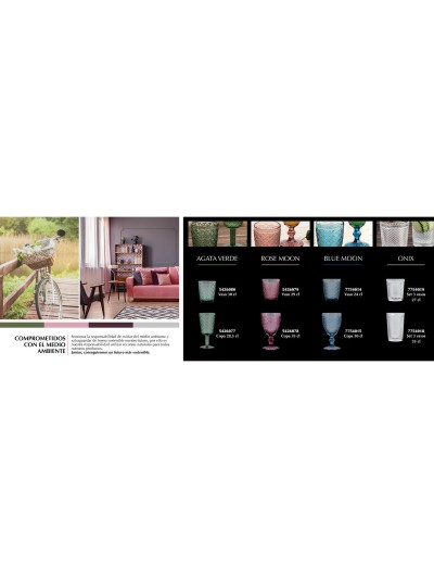 Copa Bidasoa Rose Moon Rosa Vidrio 350 ml (6 Unidades)