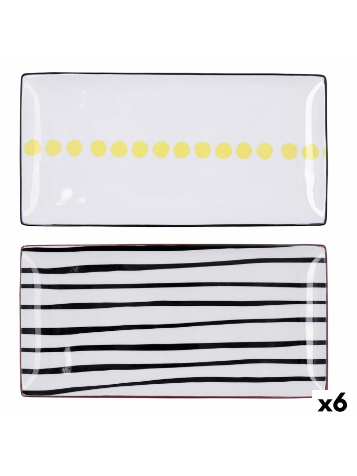 Snack tray Bidasoa Zigzag Multicolour Ceramic 30,5 x 15 x 2 cm (6 Units)