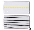 Snack tray Bidasoa Zigzag Multicolour Ceramic 30,5 x 15 x 2 cm (6 Units)