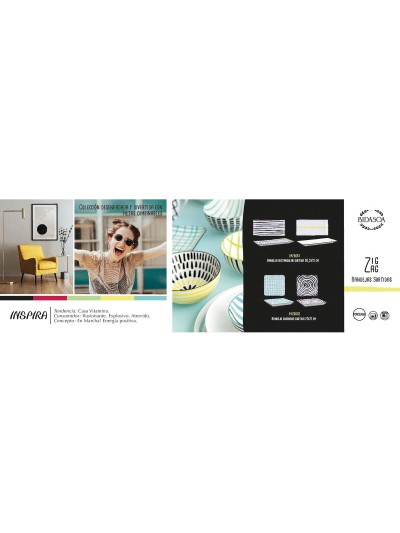 Bandeja de Aperitivos Bidasoa Zigzag Multicolor Cerámica 30,5 x 15 x 2 cm (6 Unidades)