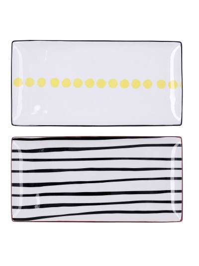 Snack tray Bidasoa Zigzag Multicolour Ceramic 30,5 x 15 x 2 cm (6 Units)
