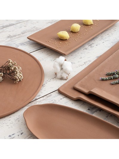 Bandeja de Aperitivos Quid Mineral Gres Terracota Cerámica 35 x 23 cm (6 Unidades)