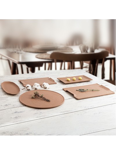 Bandeja de Aperitivos Quid Mineral Gres Terracota Cerámica 15 x 30 cm (8 Unidades)