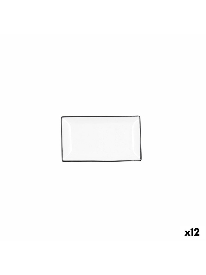 Plateau apéritif Quid Gastro Blanc Noir Céramique 16,5 x 9,5 x 2 cm (12 Unités)