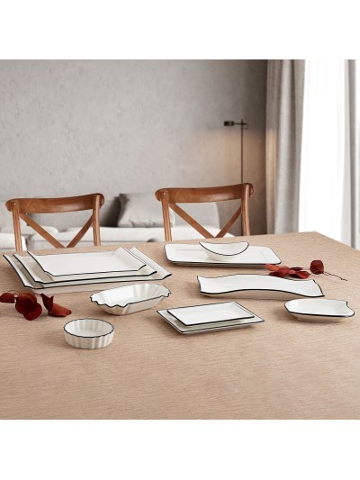 Snack tray Quid Gastro White Black Ceramic 10,5 x 3 cm (12 Units)