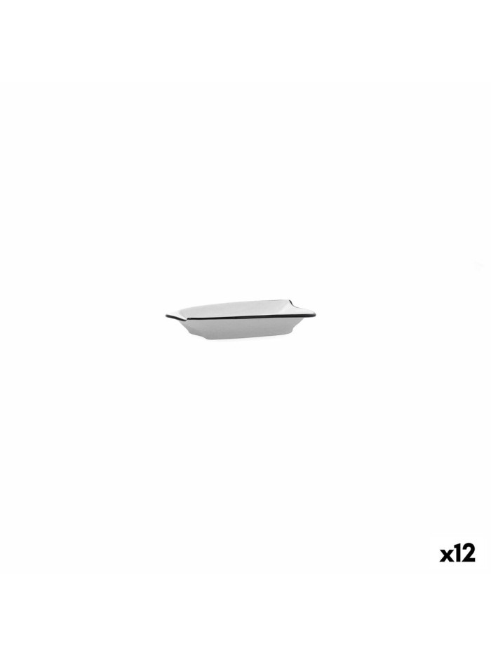 Bandeja de Aperitivos Quid Gastro Blanco Negro Cerámica 15,5 x 10 cm (12 Unidades)
