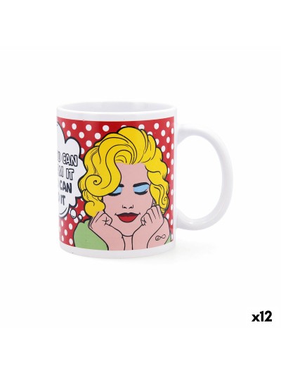 Tasse Quid Pin Up Bandes dessinées Multicouleur Céramique 330 ml (12 Unités)