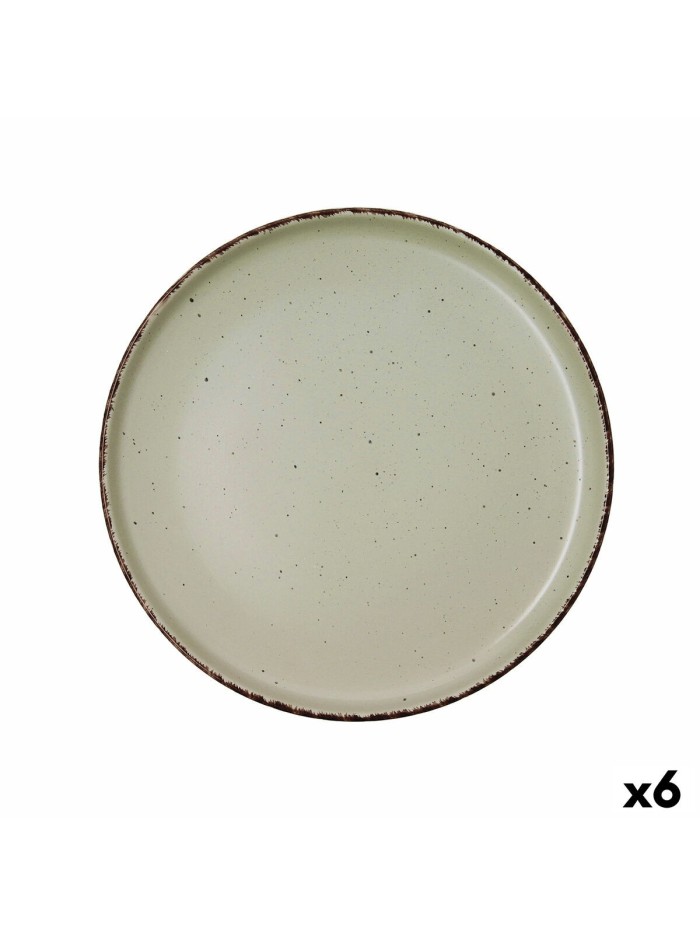 Plato Llano Quid Duna Verde Cerámica 26,5 x 2,8 cm (6 Unidades)