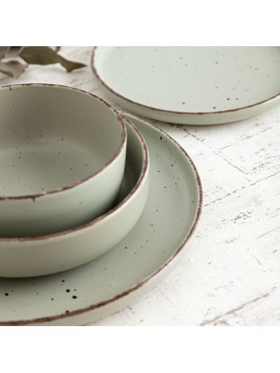 Flat Plate Quid Duna Green Ceramic 26,5 x 2,8 cm (6 Units)