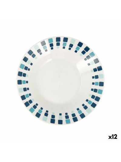 Plato Hondo Quid Simetric Azul Cerámica 20 cm (12 Unidades)