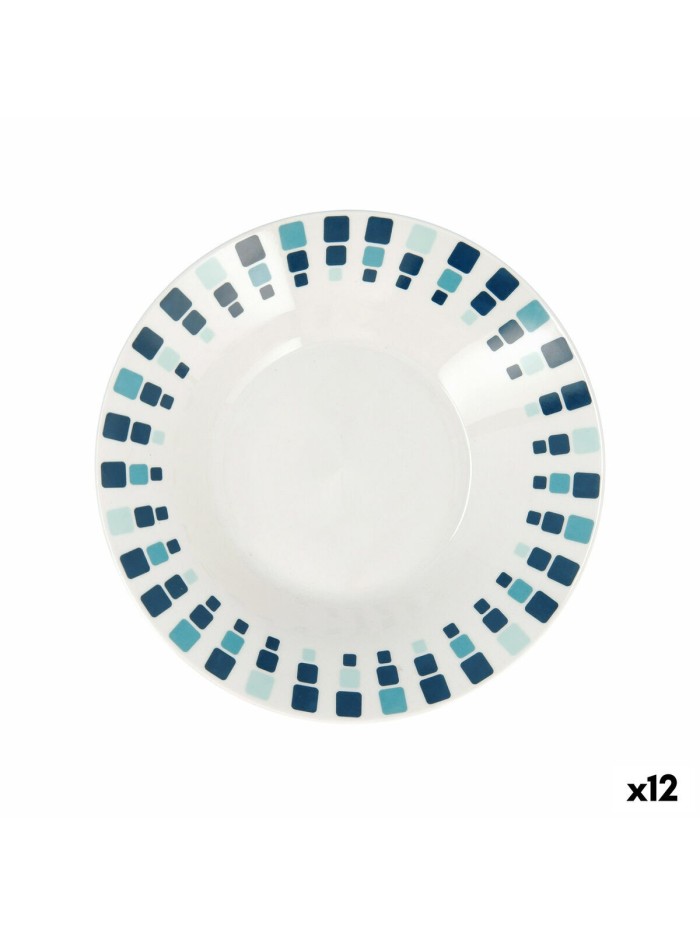 Deep Plate Quid Simetric Blue Ceramic 20 cm (12 Units)