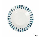 Deep Plate Quid Simetric Blue Ceramic 20 cm (12 Units)