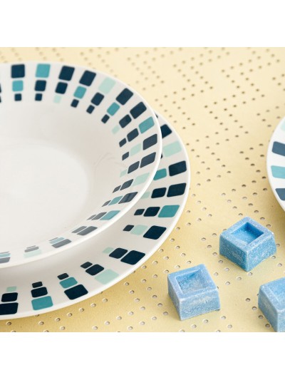 Deep Plate Quid Simetric Blue Ceramic 20 cm (12 Units)