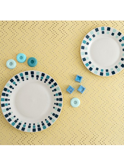 Deep Plate Quid Simetric Blue Ceramic 20 cm (12 Units)