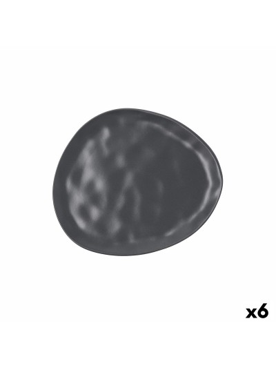 Plato Llano Bidasoa Cosmos Negro Cerámica 23 cm (6 Unidades)