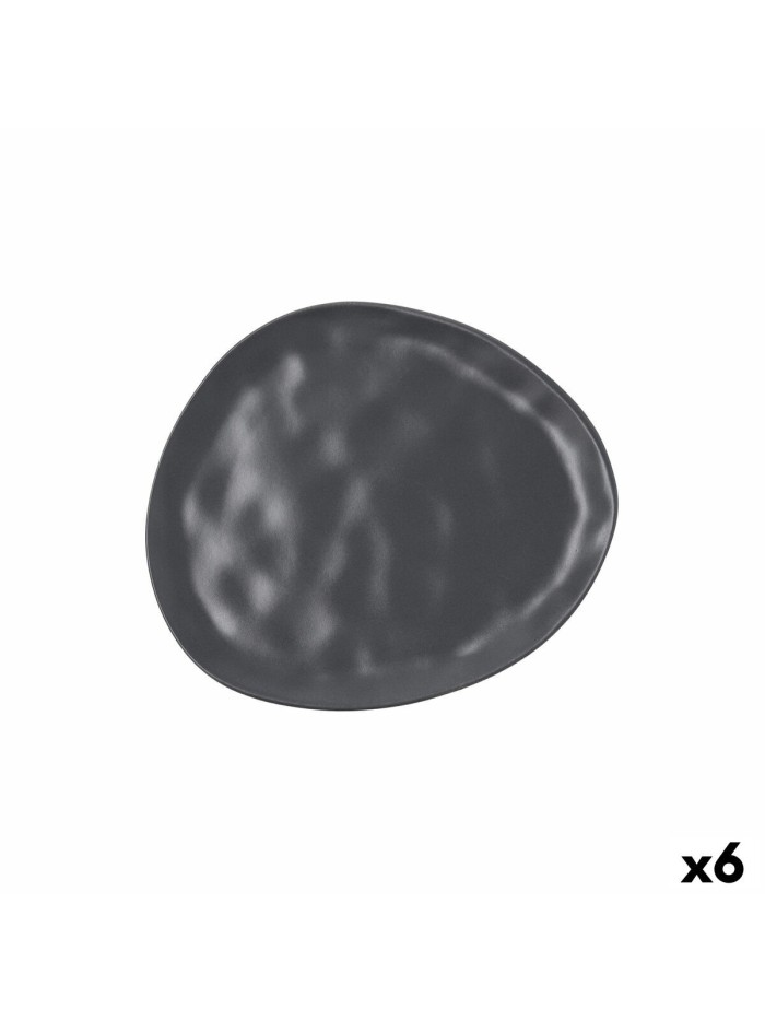 Plato Llano Bidasoa Cosmos Negro Cerámica 23 cm (6 Unidades)