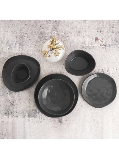 Plato Llano Bidasoa Cosmos Negro Cerámica 23 cm (6 Unidades)