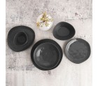 Plato Llano Bidasoa Cosmos Negro Cerámica 23 cm (6 Unidades)