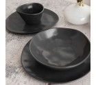 Flat Plate Bidasoa Cosmos Black Ceramic 23 cm (6 Units)