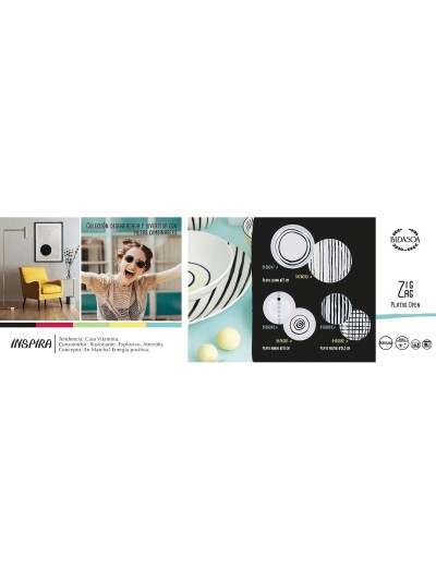 Flat Plate Bidasoa Zigzag Multicolour Ceramic Ø 26,5 cm (12 Units)