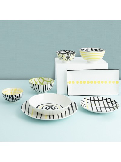 Deep Plate Bidasoa Zigzag Multicolour Ceramic 20 cm (12 Units)