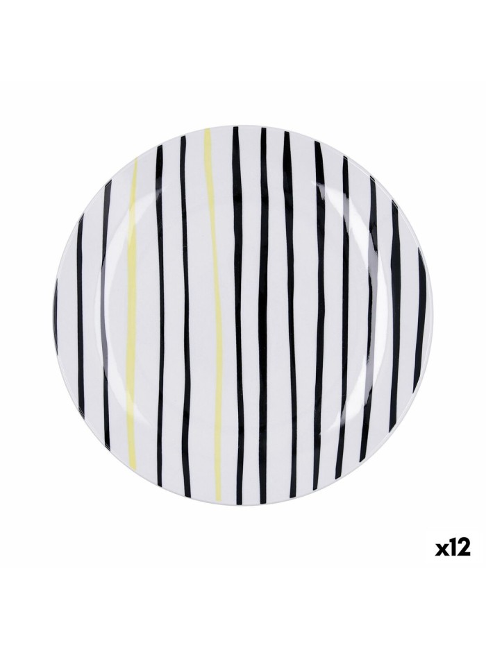 Flat Plate Bidasoa Zigzag Multicolour Ceramic Ø 26,5 cm (12 Units)