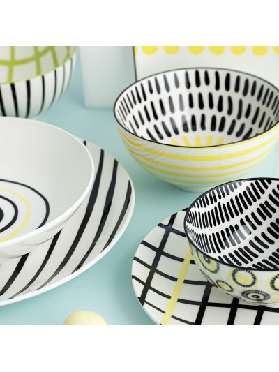Dessert dish Bidasoa Zigzag Multicolour Ceramic 19 cm (12 Units)