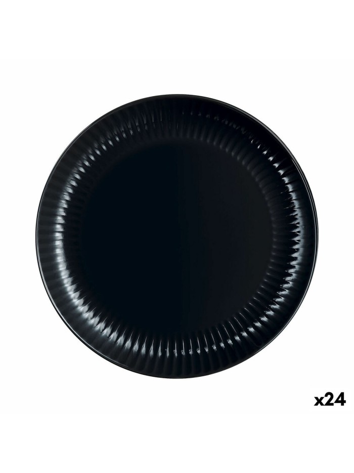 Flat Plate Luminarc Cottage Black Glass 25 cm (24 Units)