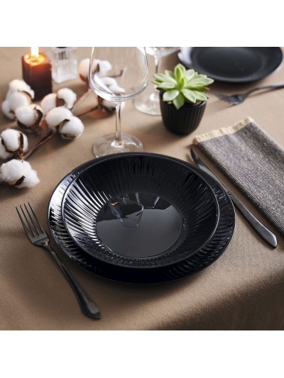 Plato Llano Luminarc Cottage Negro Vidrio 25 cm (24 Unidades)